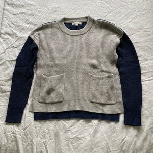 Madewell Gray and Navy Colorblock Sweater